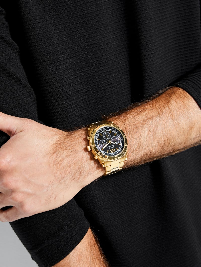 Guess Gold-Tone and Black Chronograph Watch. 2