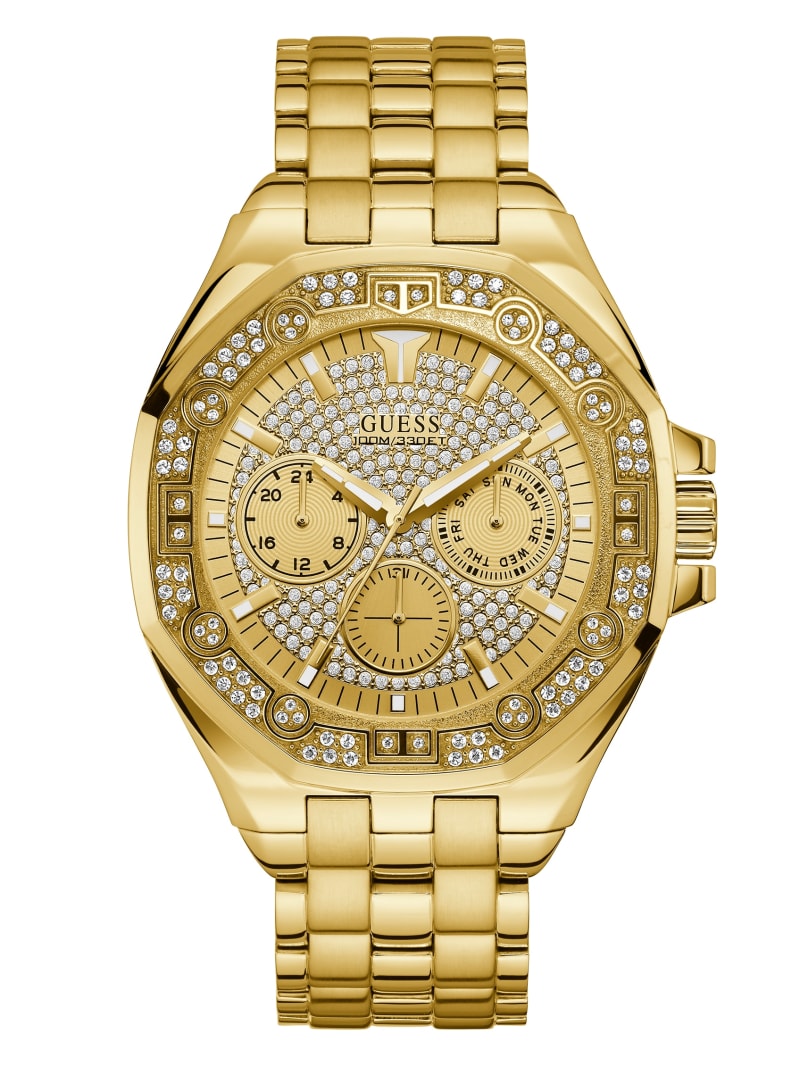 GoldTone Rhinestone Multifunction Watch GUESS