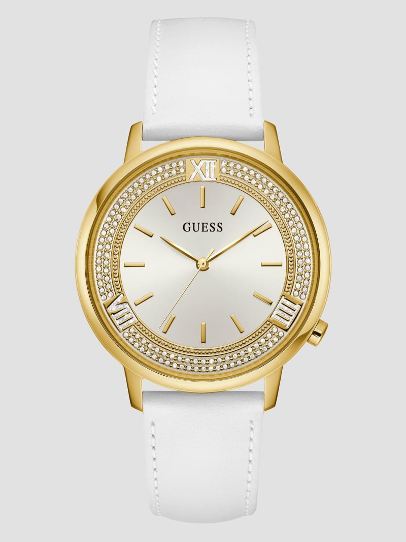 Gold-Tone and White Analog Watch