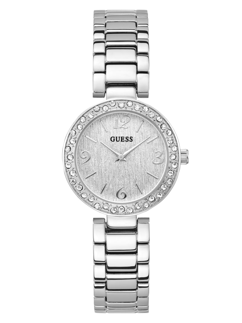 Rhinestone Silver-Tone Analog Watch | GUESS Factory Ca