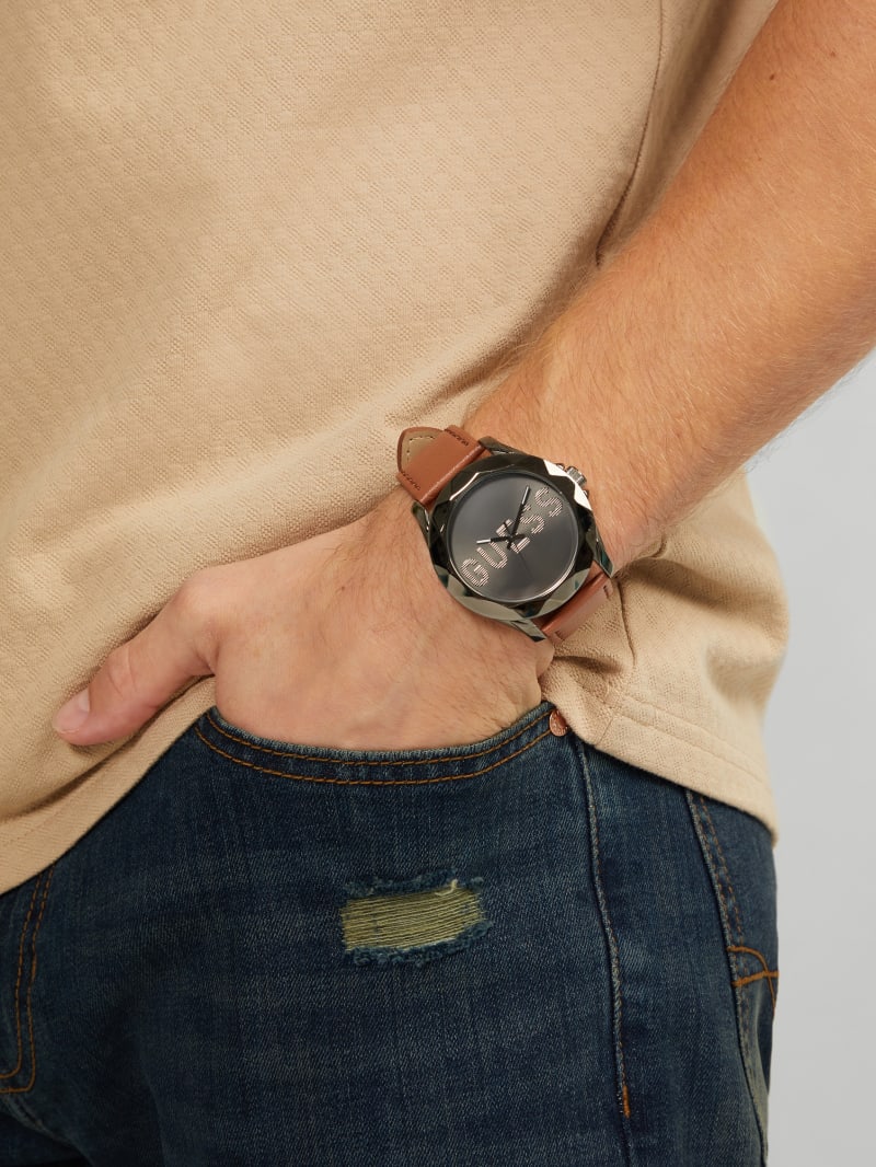 Dark Silver and Brown Analog Watch