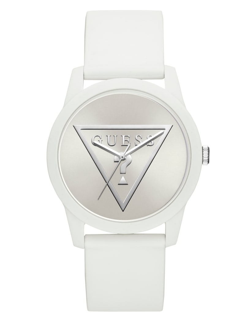 White Logo Silicone Analog Watch