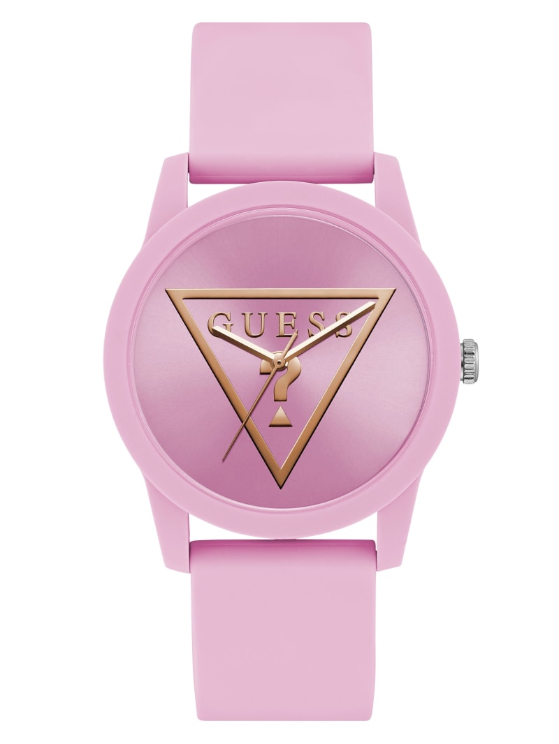 Gold-Tone and Pink Silicone Analog Watch
