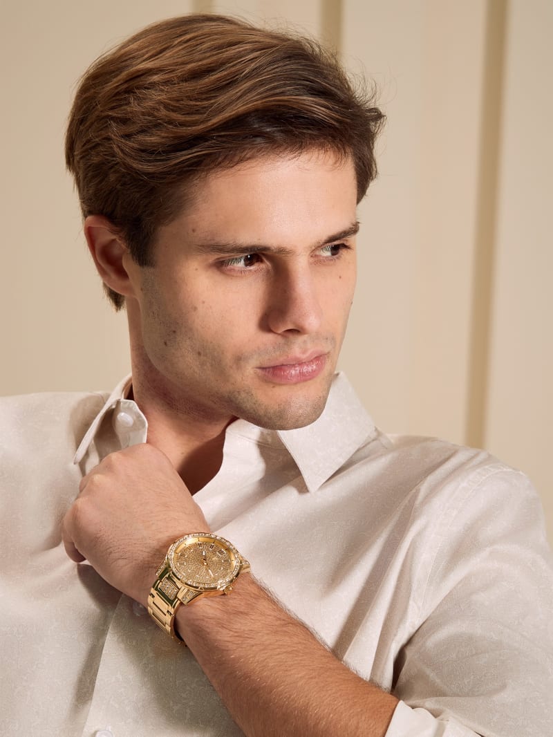 Gold-Tone and Rhinestone Analog Watch | GUESS Factory