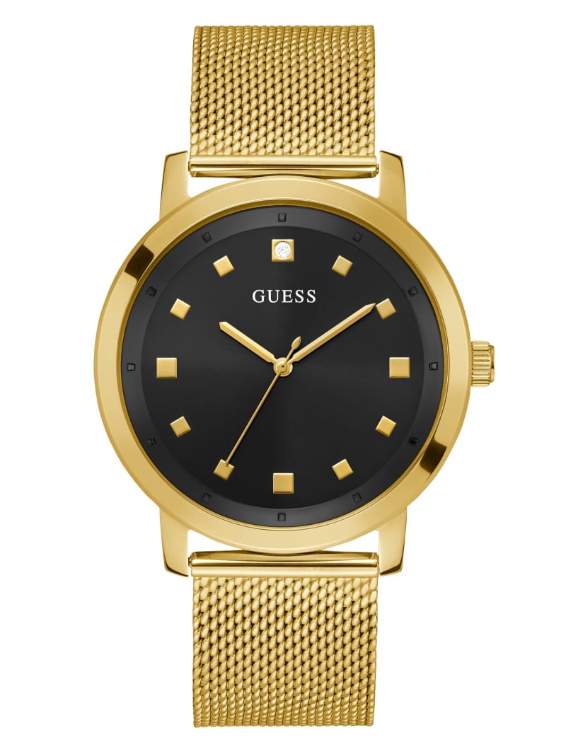 Gold-Tone and Black Analog Watch | GUESS Factory