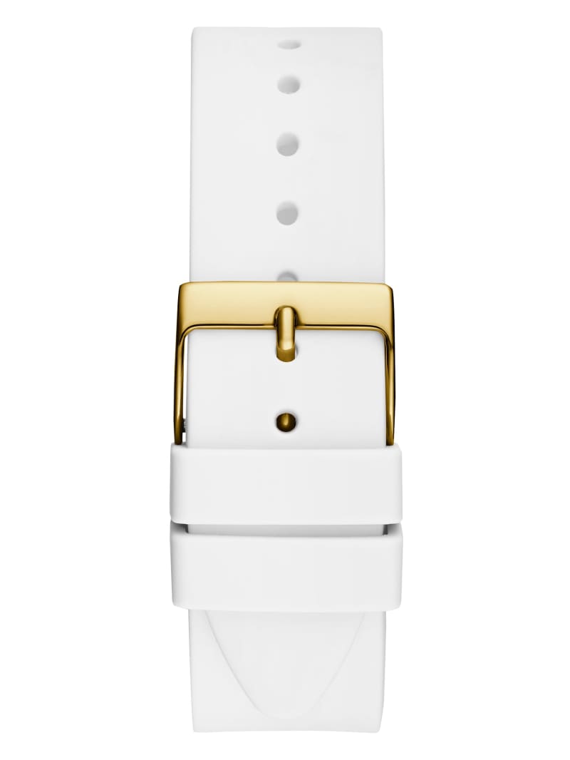 Gold-Tone and White Square Analog Watch