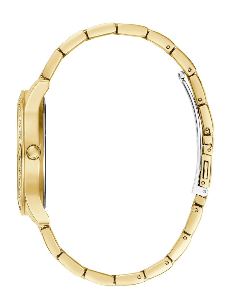 Gold-Tone and White Logo Analog Watch | GUESS Factory Ca