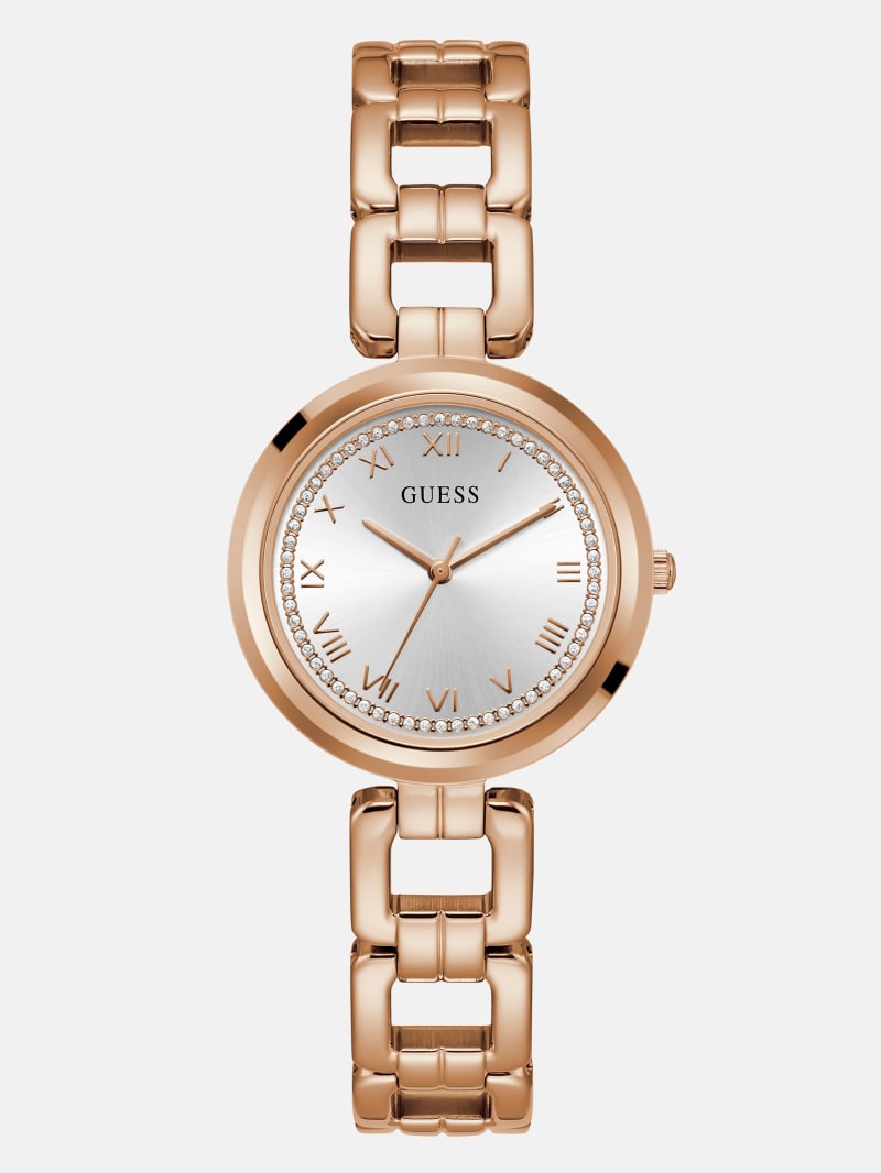 Rose Gold-Tone Round Analog Watch | GUESS Factory Ca