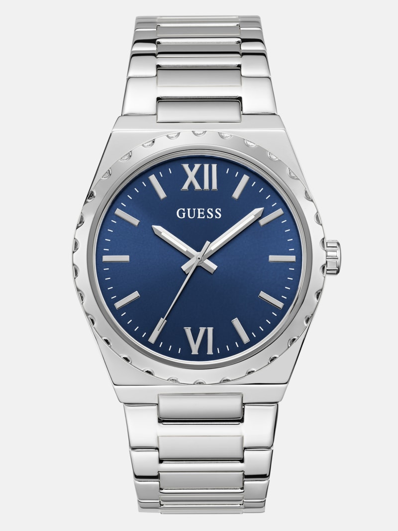 お手頃価格 Silver-Tone Factory GUESS | Watch Analog Blue 靴