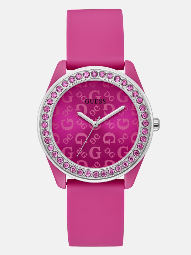 Pink Rhinestone Silicone Analog Watch