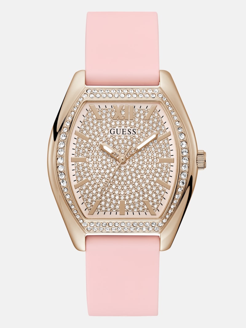 Gold-Tone and Pink Barrel Analog Watch