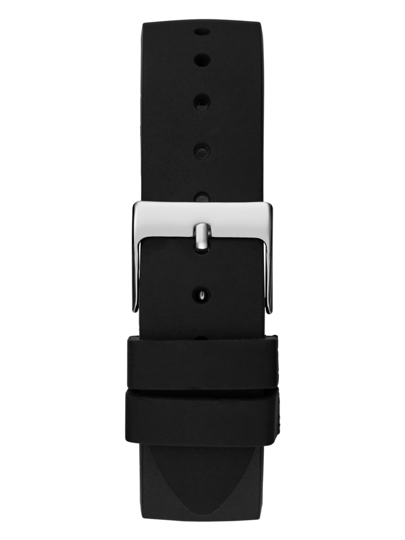 Black and Silver-Tone Analog Silicon Watch | GUESS Factory