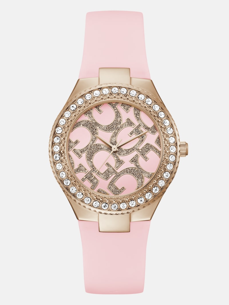 Pink and Rose-Gold Tone Analog Silicon Watch