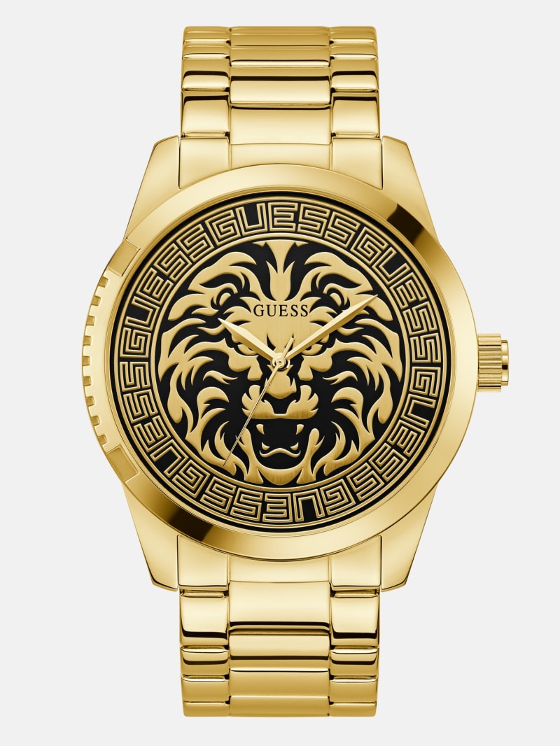 Gold-Tone Lion Analog Watch | GUESS Factory