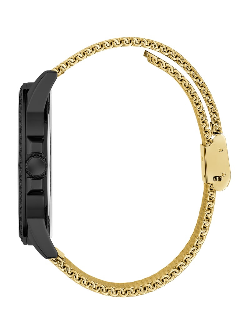 Black and Gold-Tone Analog Mesh Watch | GUESS Factory