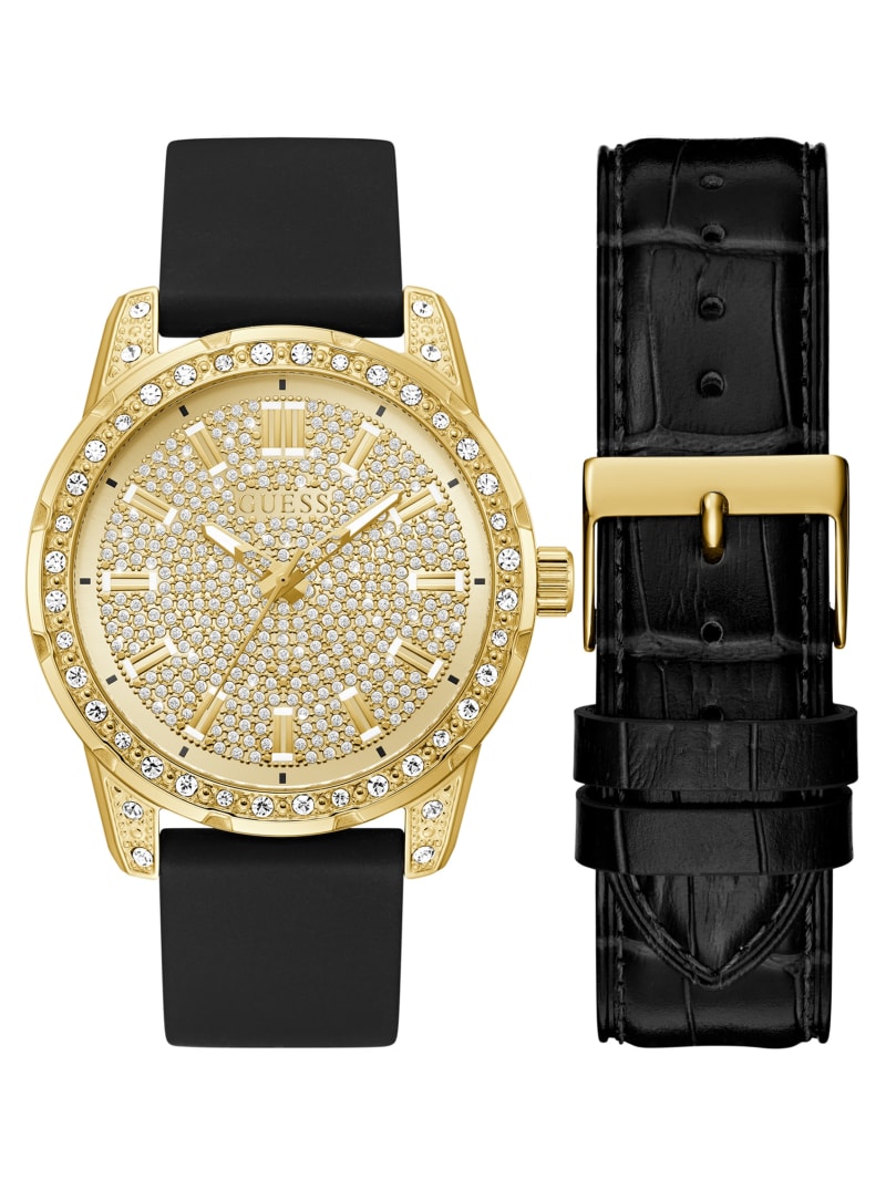 GUESS ゴールド ストーン装飾 アナログ時計 Rhinestone Gold-Tone Multifunction Watch | GUESS
