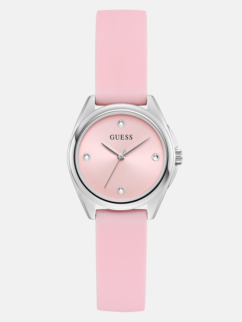 【2025】三越のお歳暮・冬ギフト Analog Silicone Pink and Crystal Silver-Tone Watch GUESS | トランプ