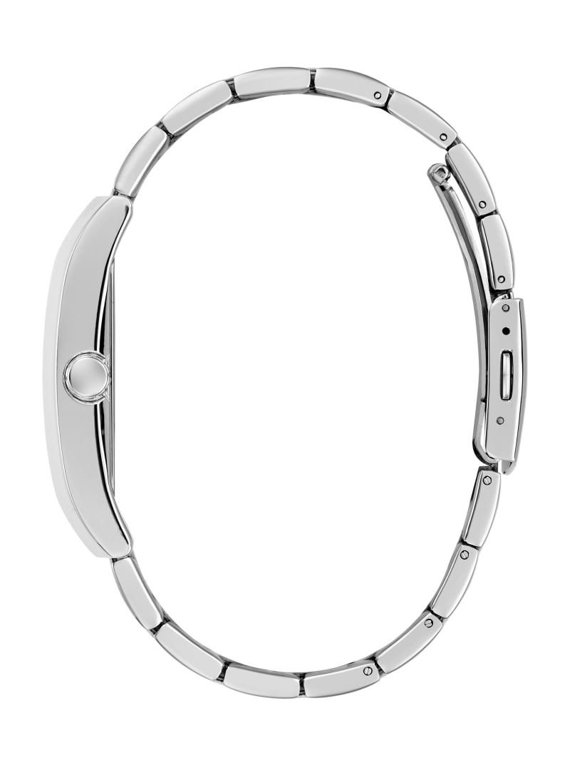 Silver-Tone and Blue Square Analog Watch