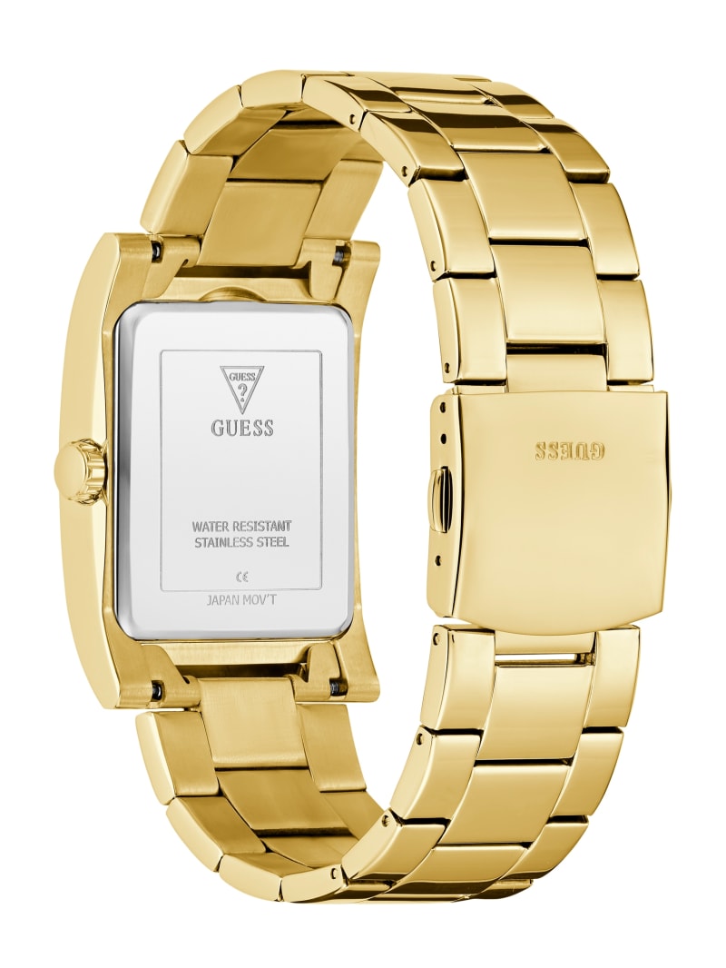 Gold-Tone and Black Square Analog Watch | GUESS Factory