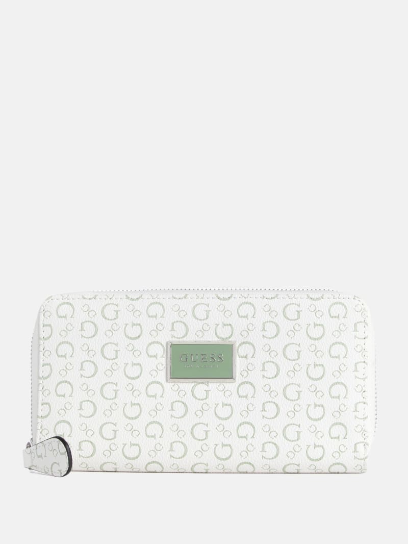 Abree Logo Floral Saffiano Medium Zip Around Wallet GUESS Factory
