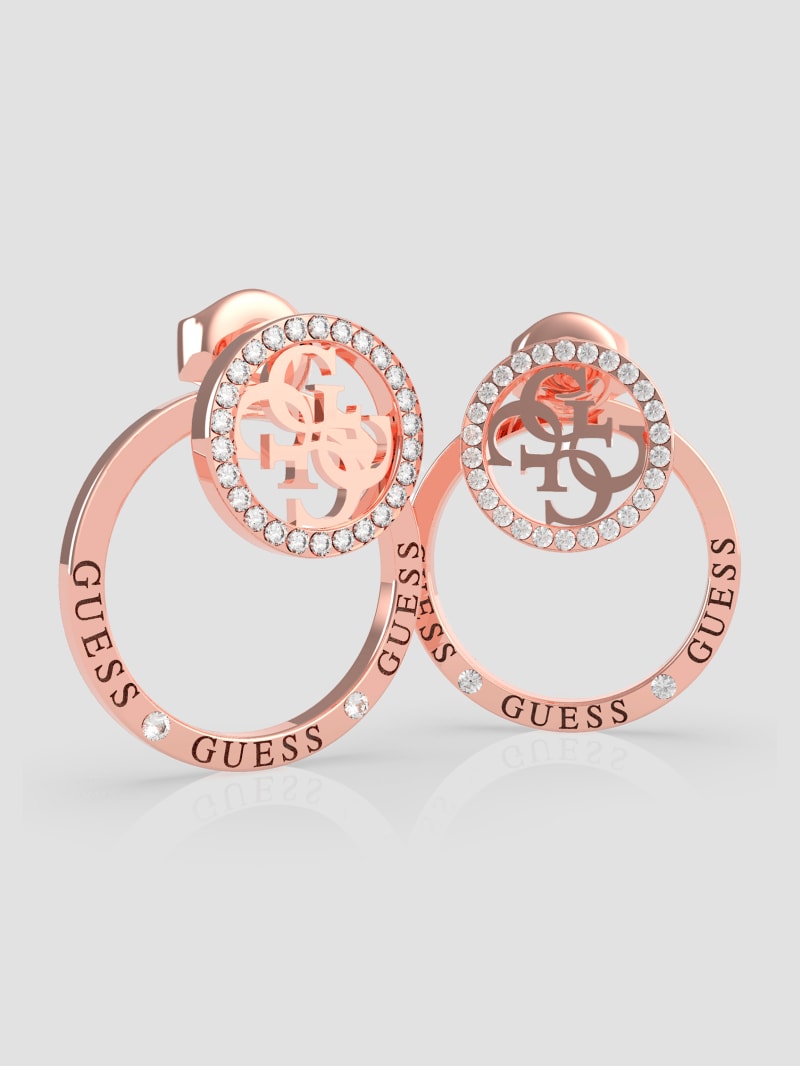Rose Gold-Tone Circle Pave Earrings