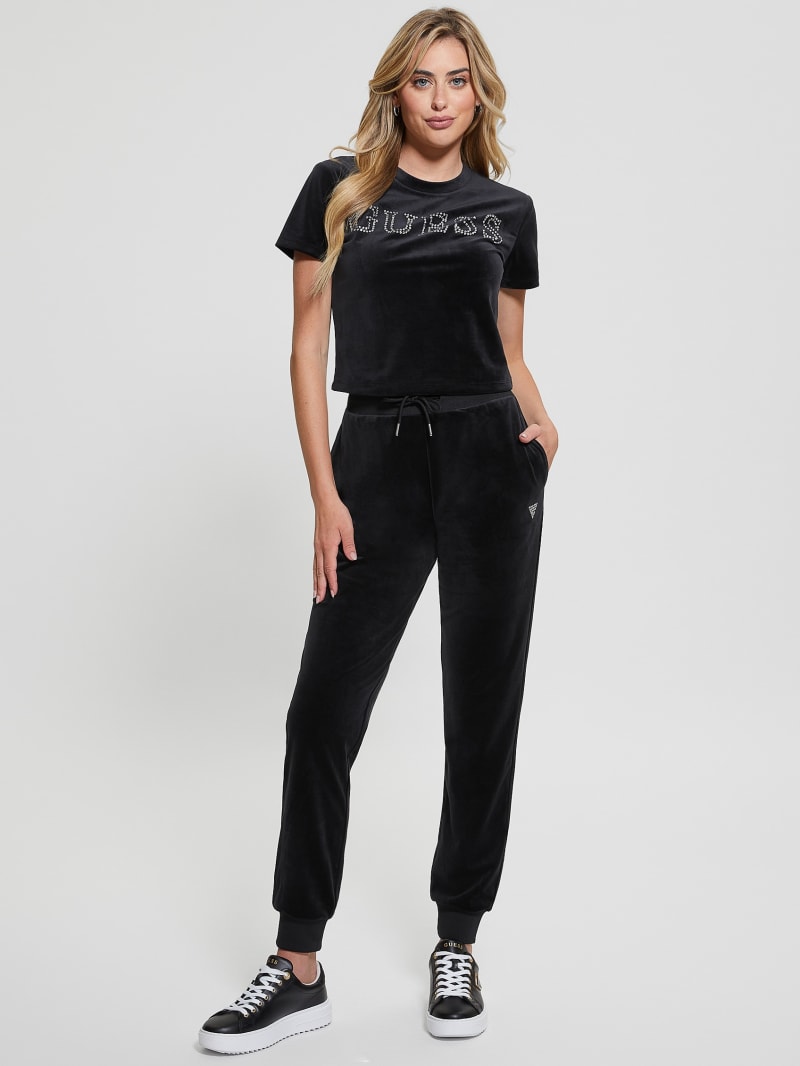 Black velour joggers womens deals