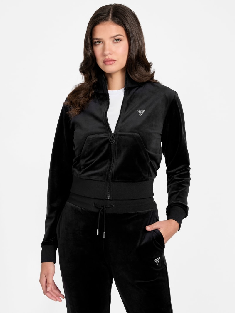 Eco Couture Full-Zip Velvet Sweatshirt