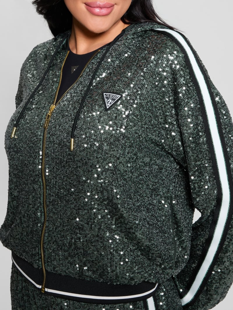 Mini Sequins Zip-Up Sweatshirt