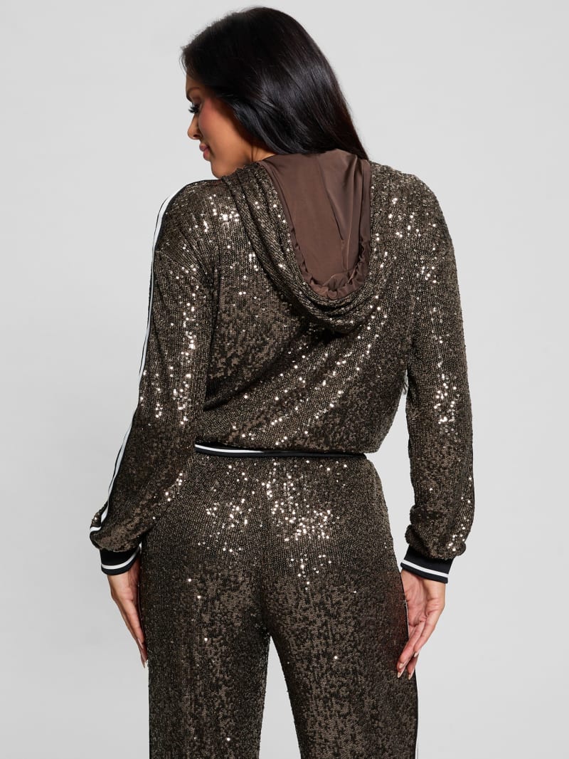 Mini Sequins Zip-Up Sweatshirt