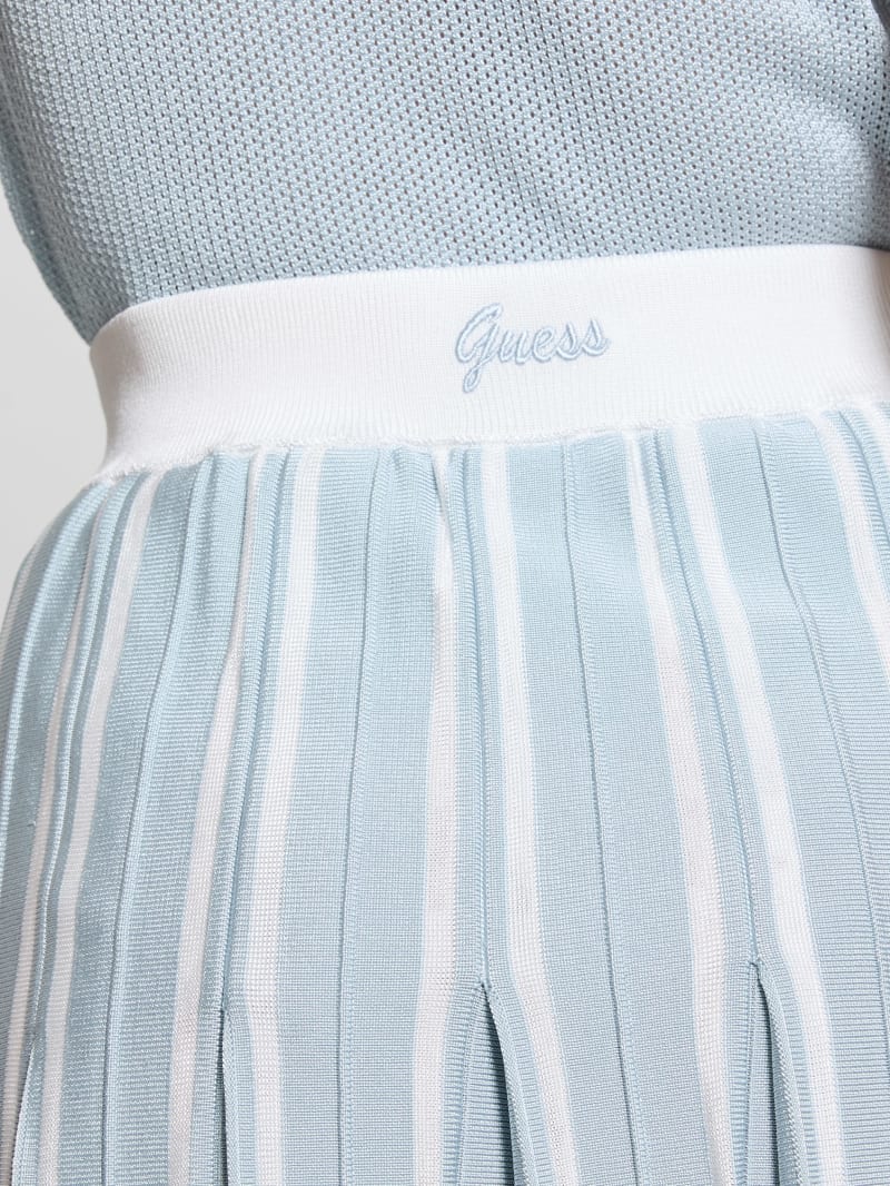 Striped Pleated Sweater Skirt