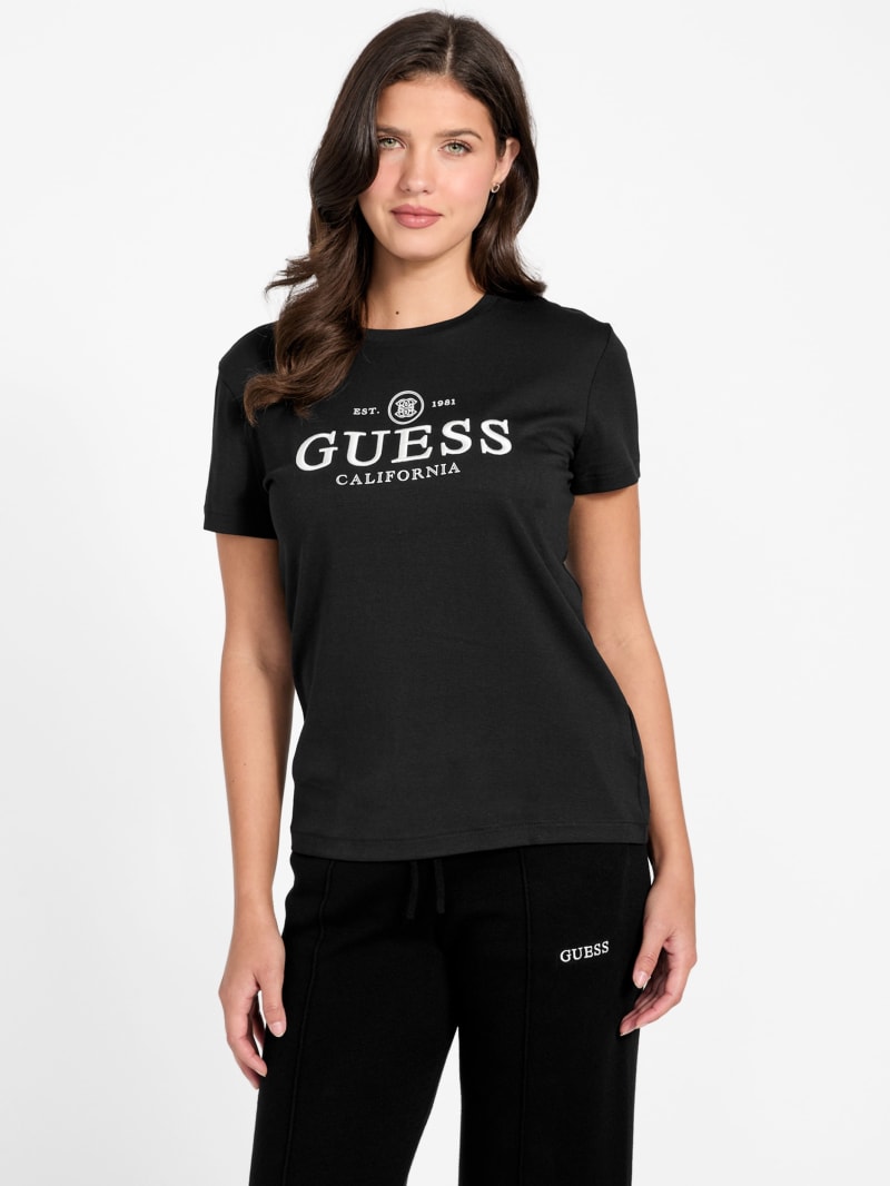 (取寄) ゲス レディース  GUESS women Lanna3 Black GUESS® Eco Arabella Monogram Tee