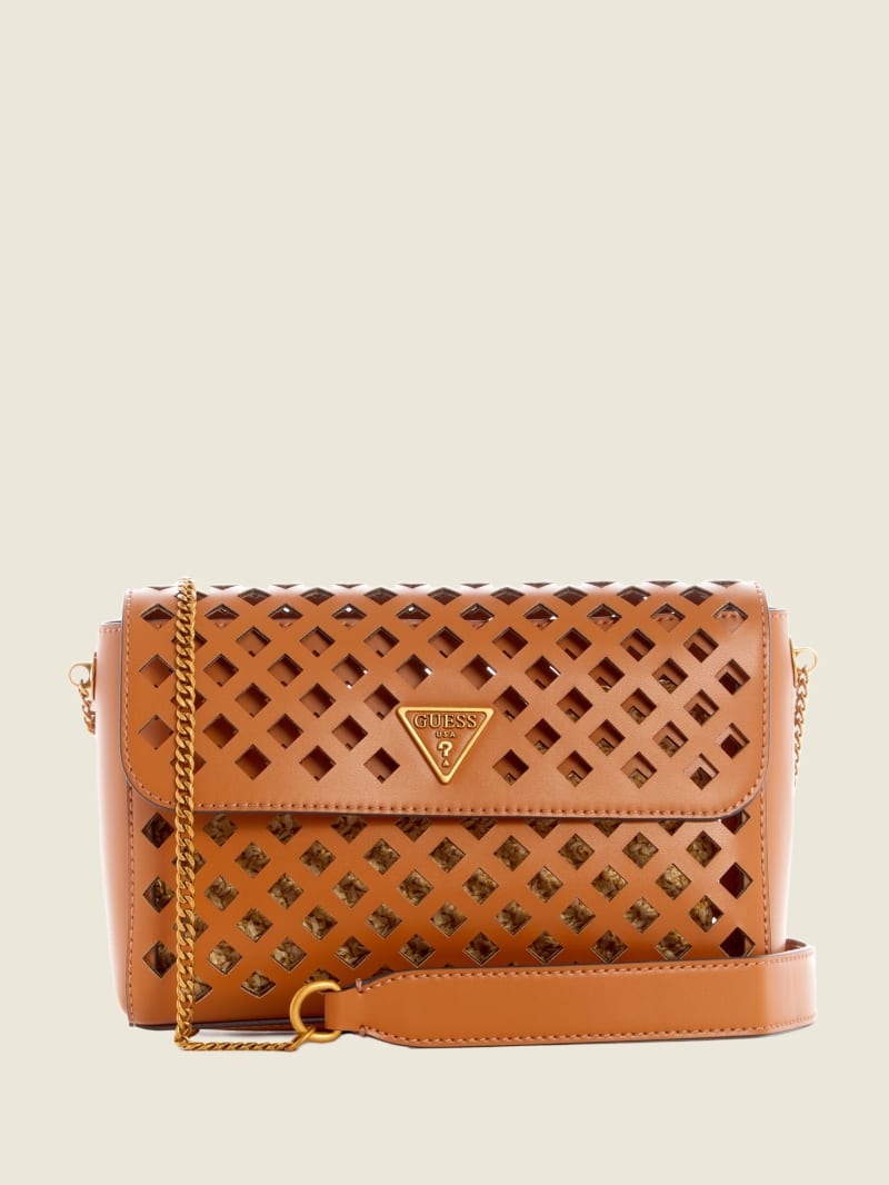 Aqua Perforated Flap Crossbody GUESS