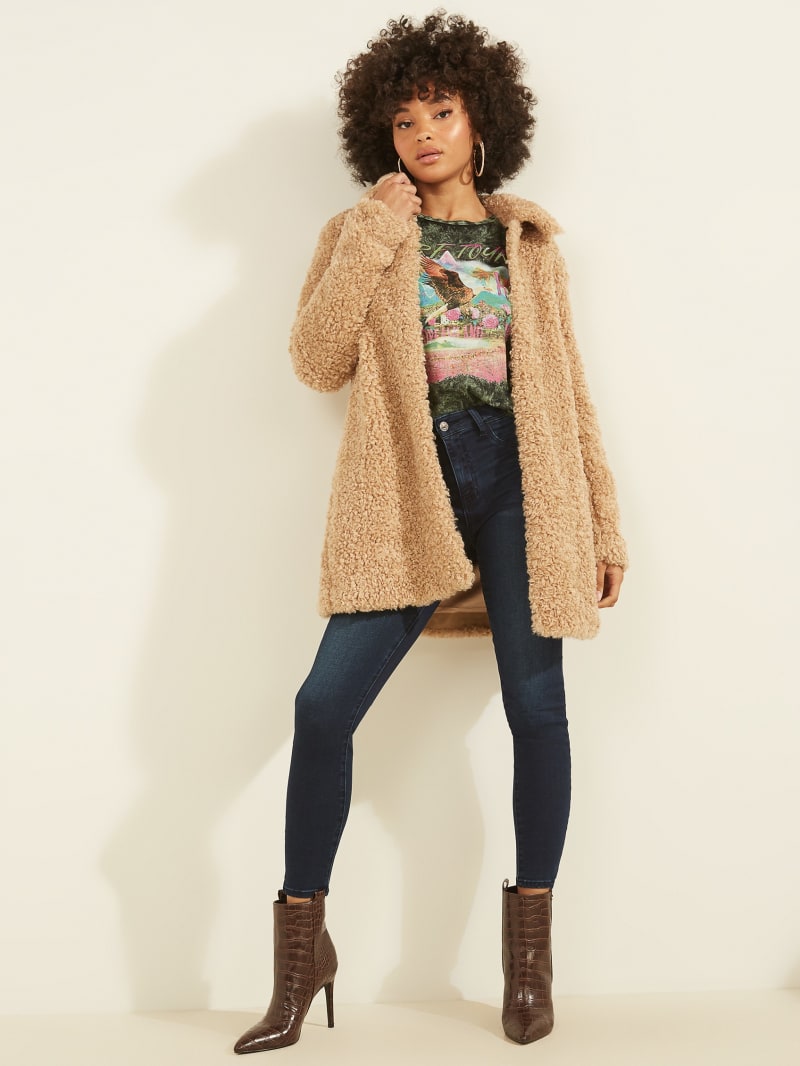 Guess teddy coat discount