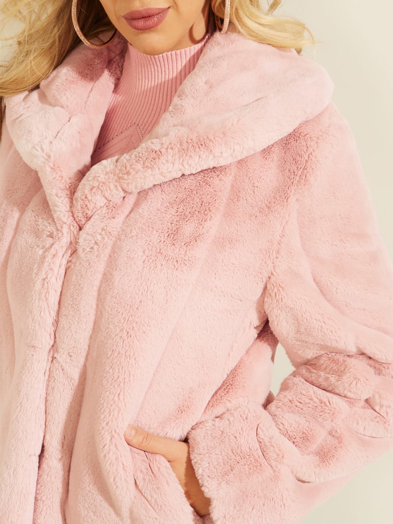 Guess pink fur jacket online