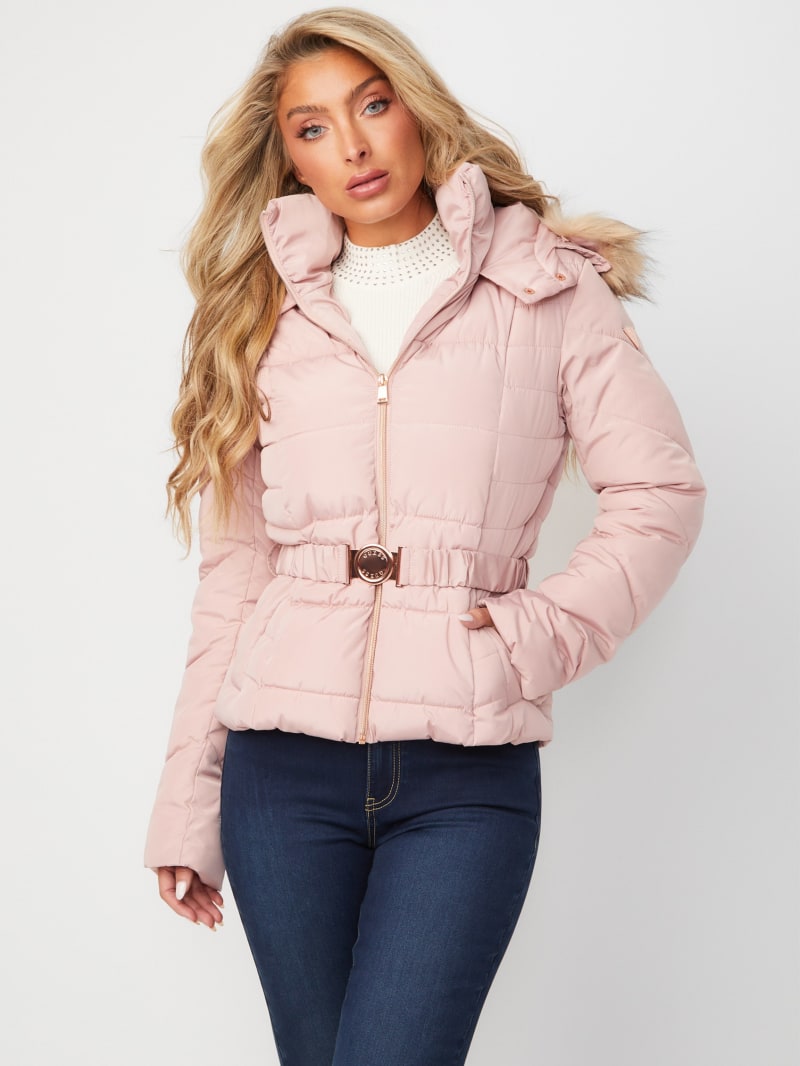 Oriana Belted Puffer Jacket | GUESS Factory Ca