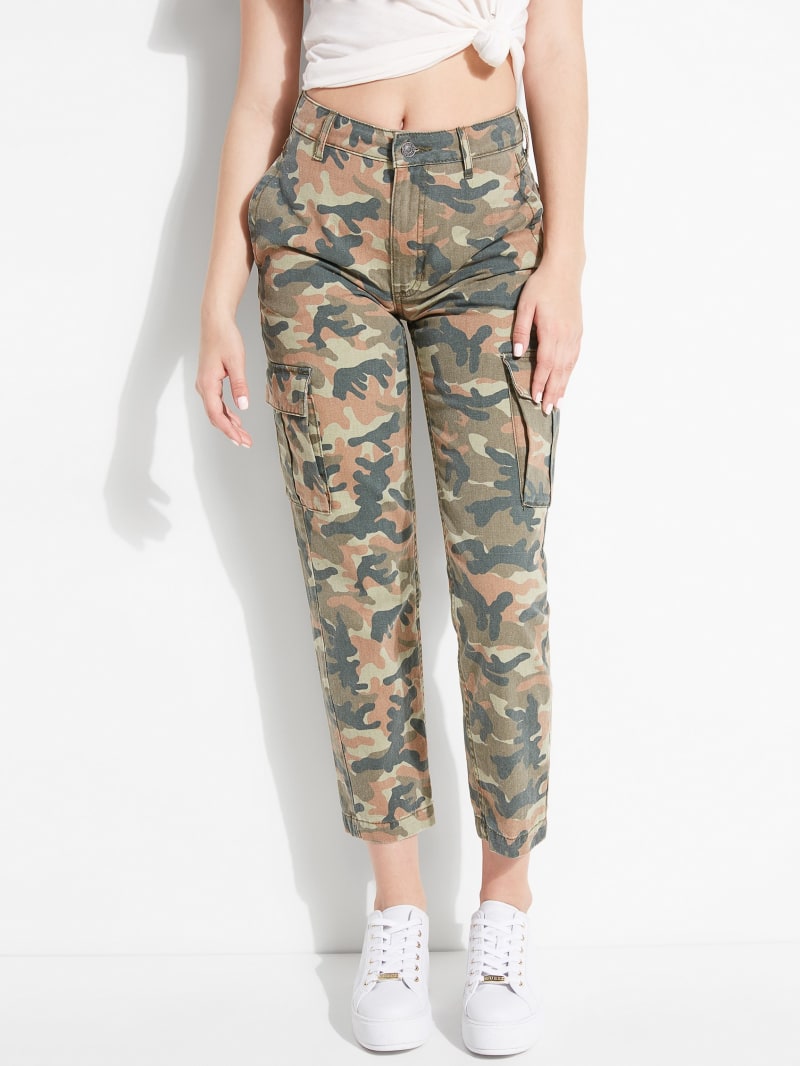 high rise camo jeans