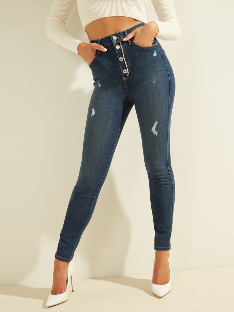 Super-High Rise Distressed Skinny Jeans | GUESS
