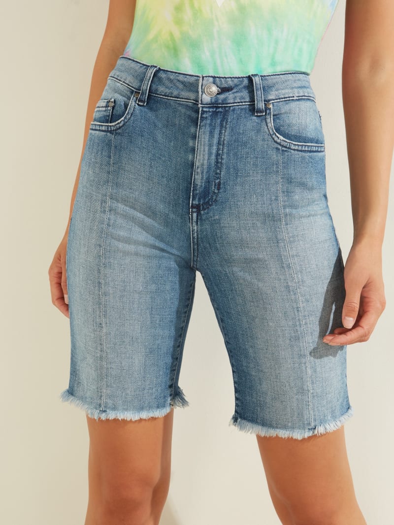 denim biker shorts