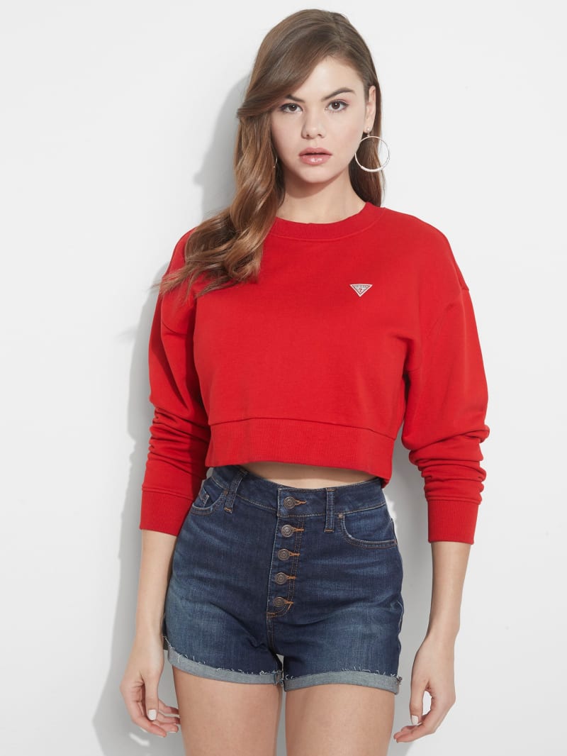 Cropped logo sweatshirt clearance