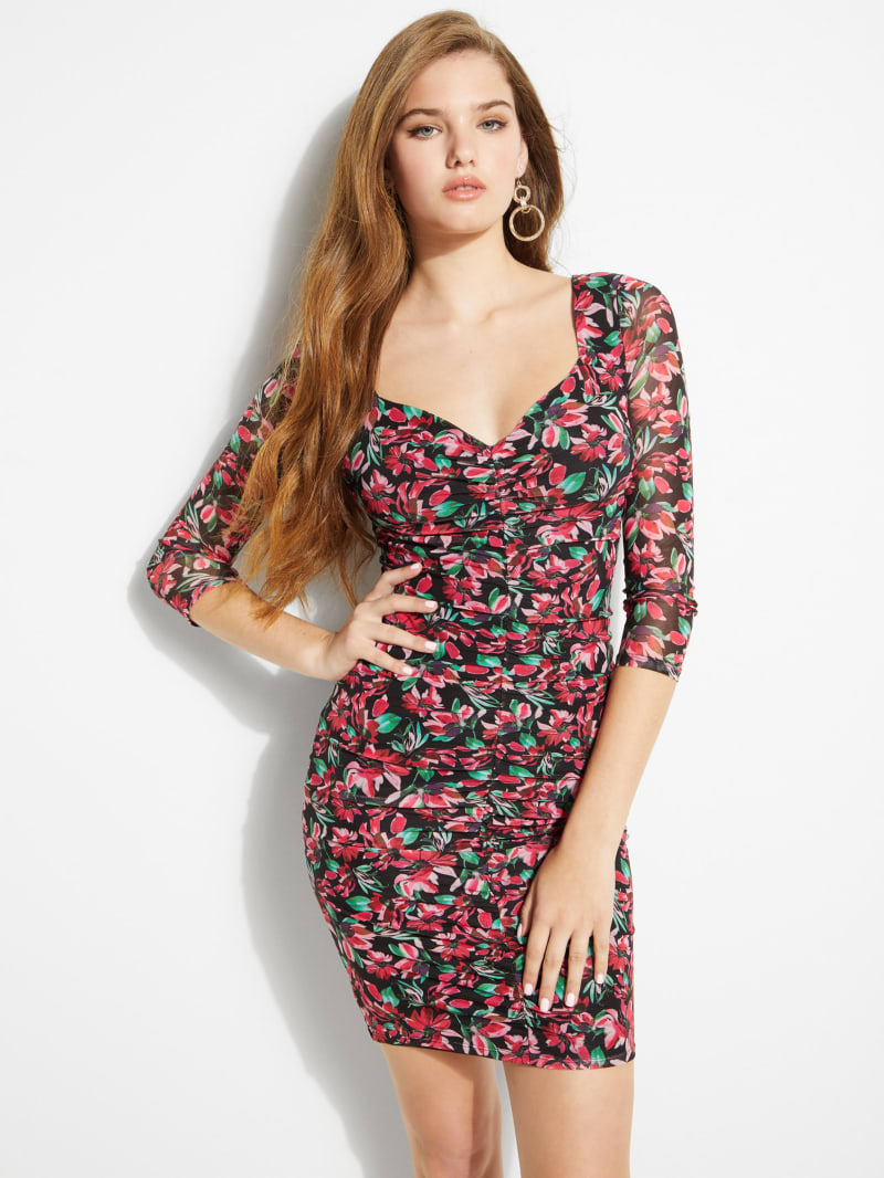 lipsy printed v neck ruch midi dress