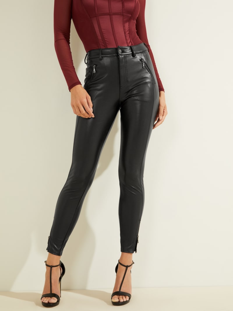 guess red leather pants