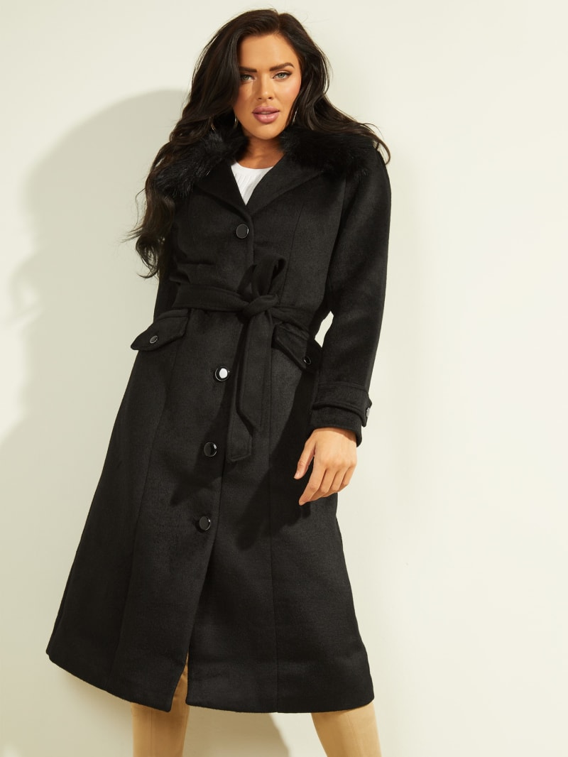 guess black coat womens cheap online