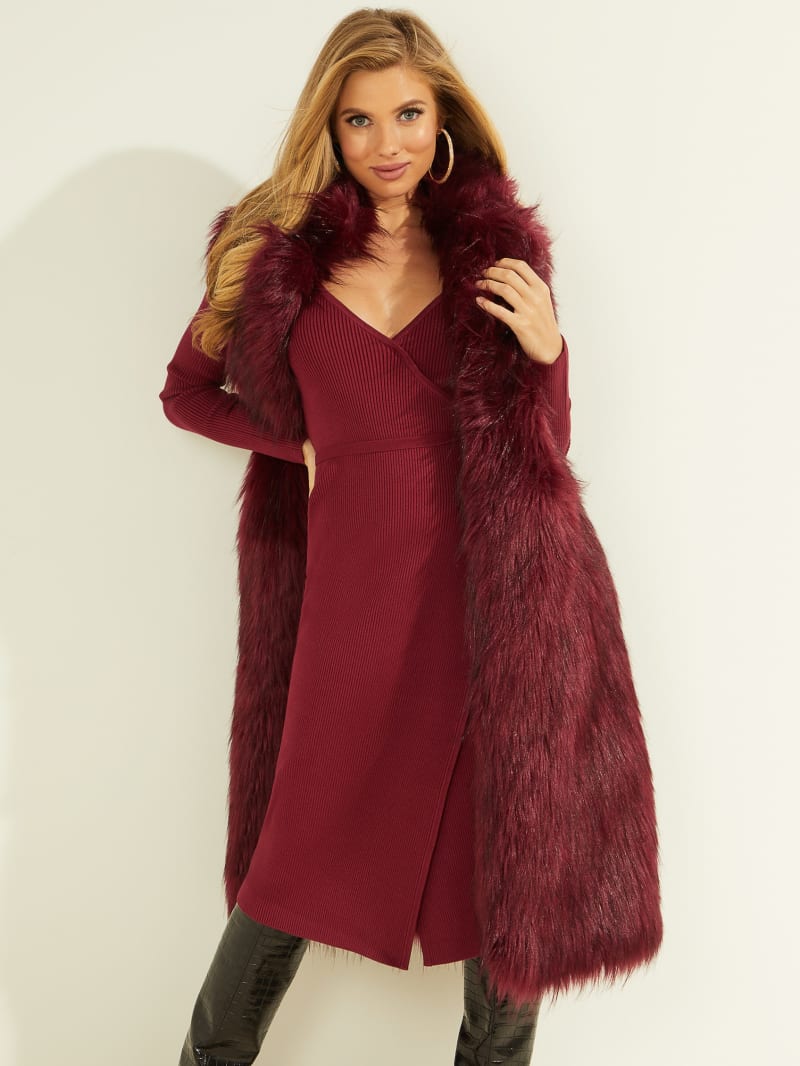 Guess burgundy coat clearance