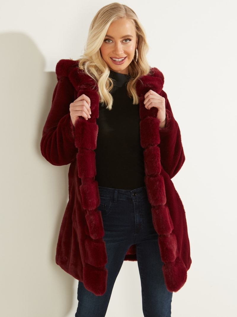 burgundy guess coat