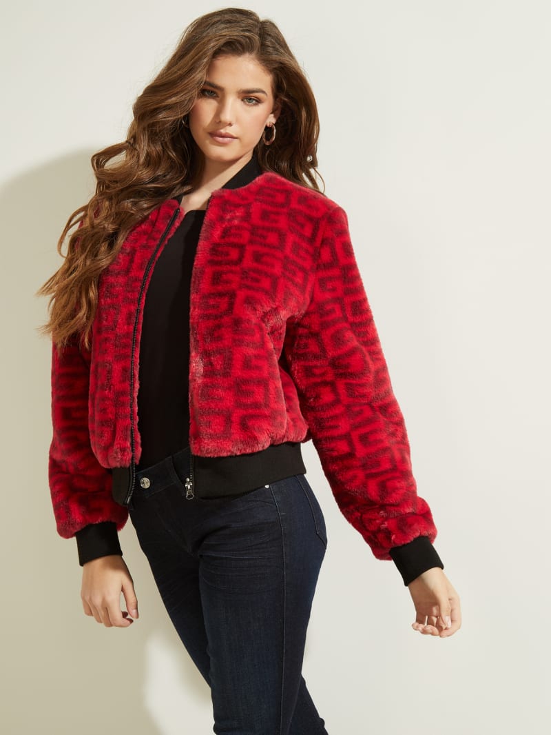 guess red bubble jacket