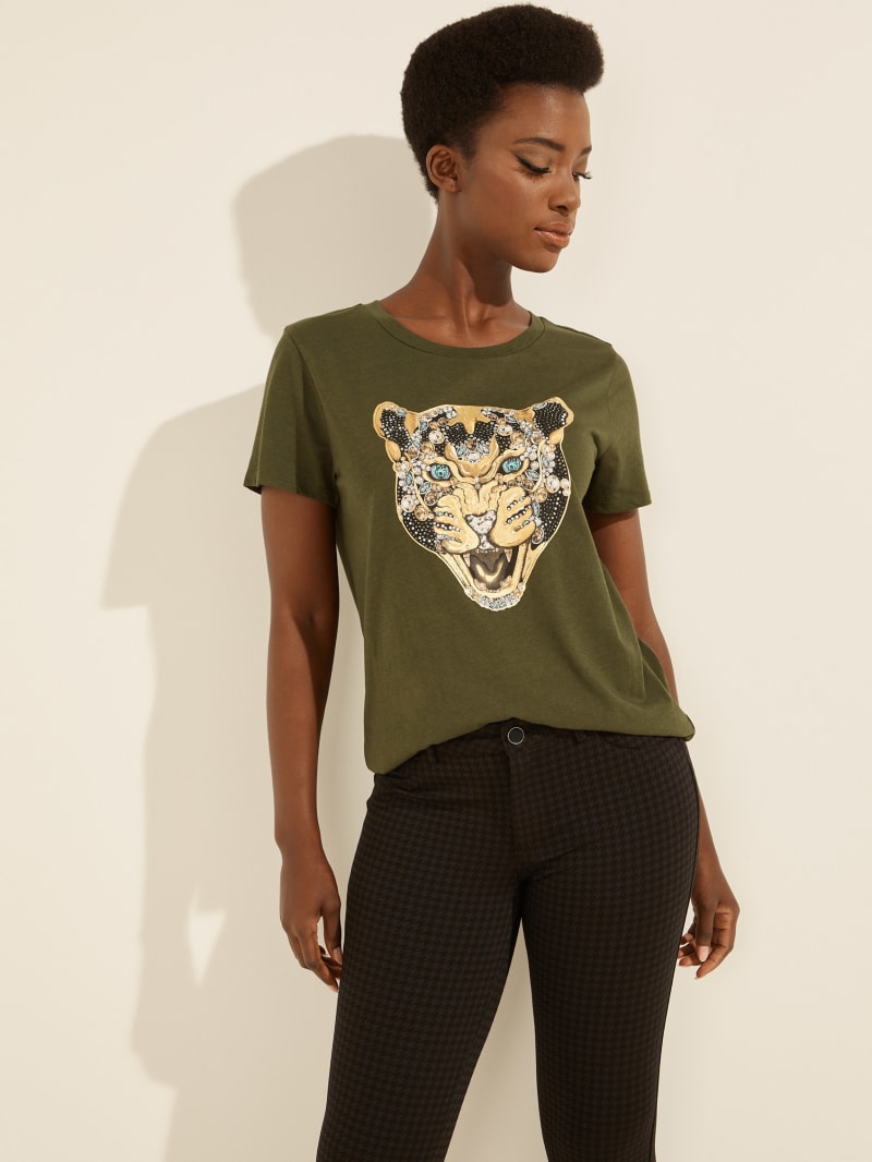 T-shirt à imprimé léopard éclatant