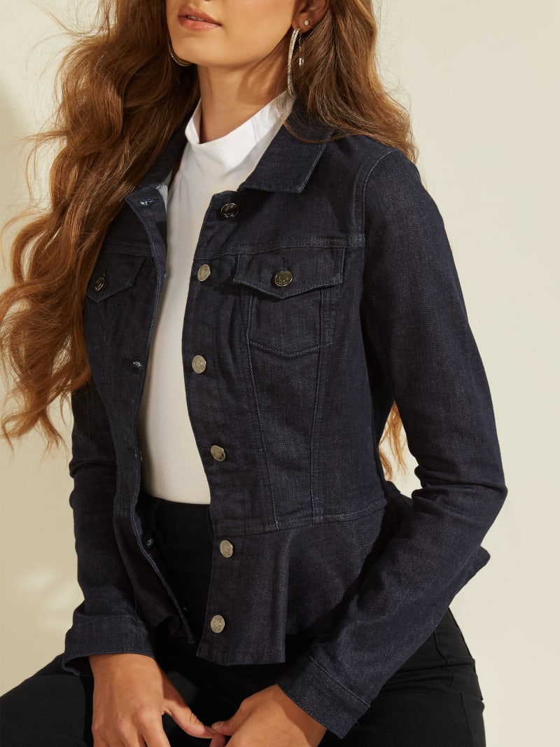 Guess peplum denim jacket deals