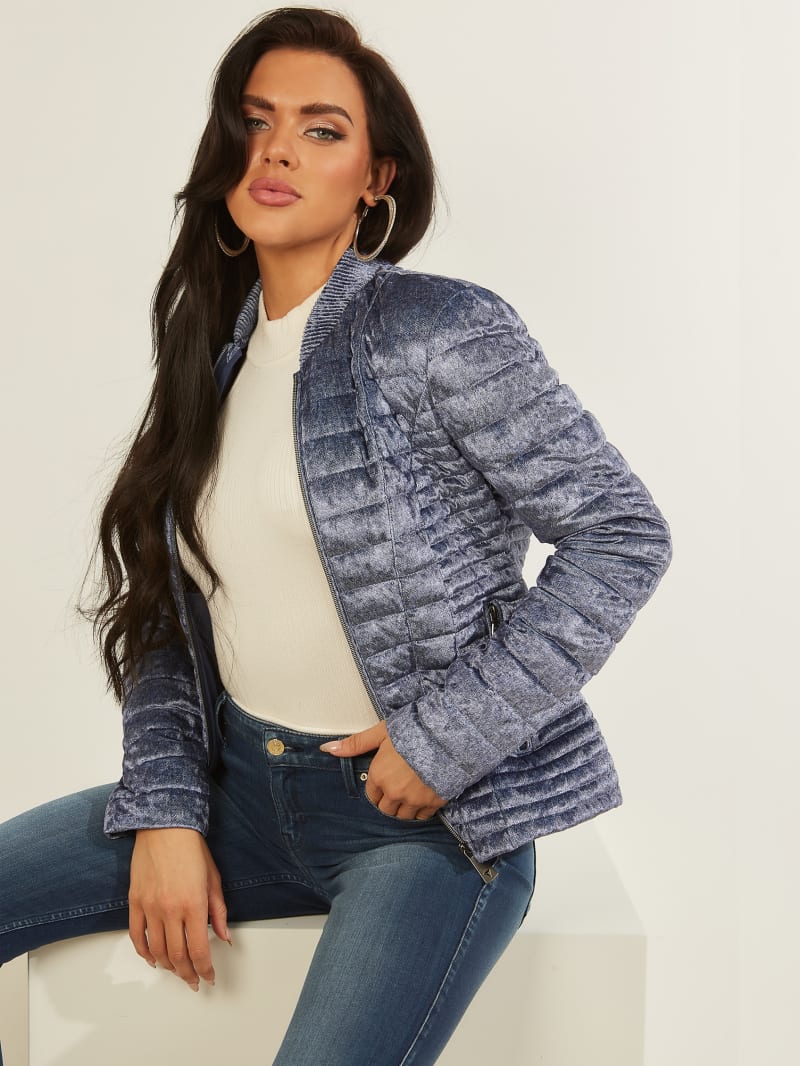 Guess Vera Velvet Quilted Jacket