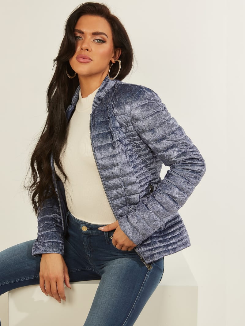 Guess Vera Velvet Quilted Jacket. 1