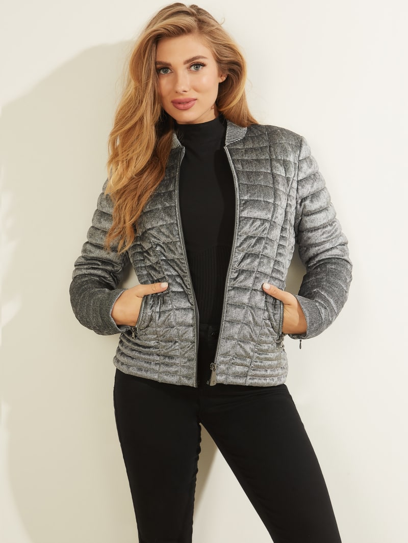 Guess Vera Velvet Quilted Jacket. 1